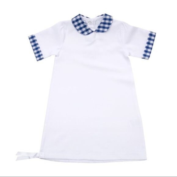 MSC Smocked Blue or Pink gingham day gown 0-6m layette church monogram Easter - Picture 5 of 9